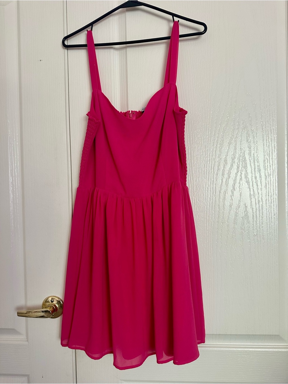 Naked Zebra Pink Chiffon Smocked Fit & Flare Dress Size L